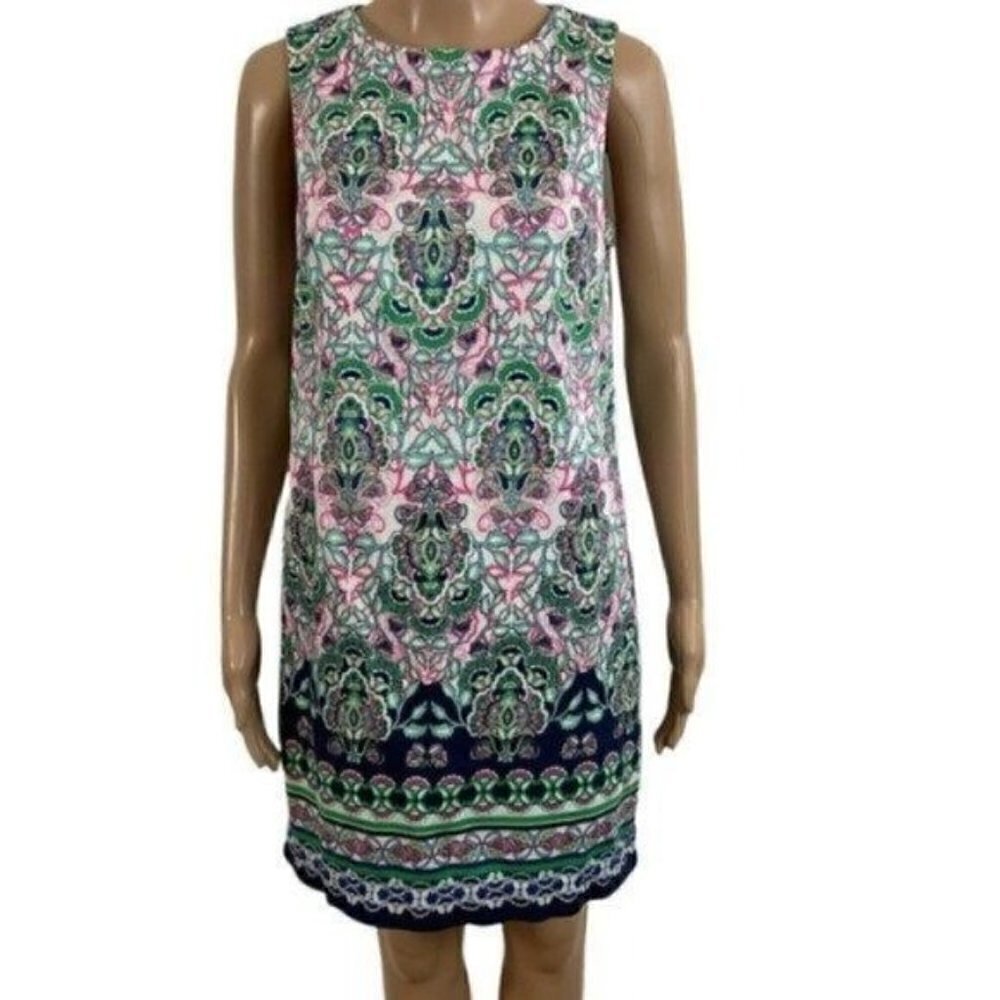 Artisan NY Paisley Floral Sleeveless Dress size 4 cotton spandex